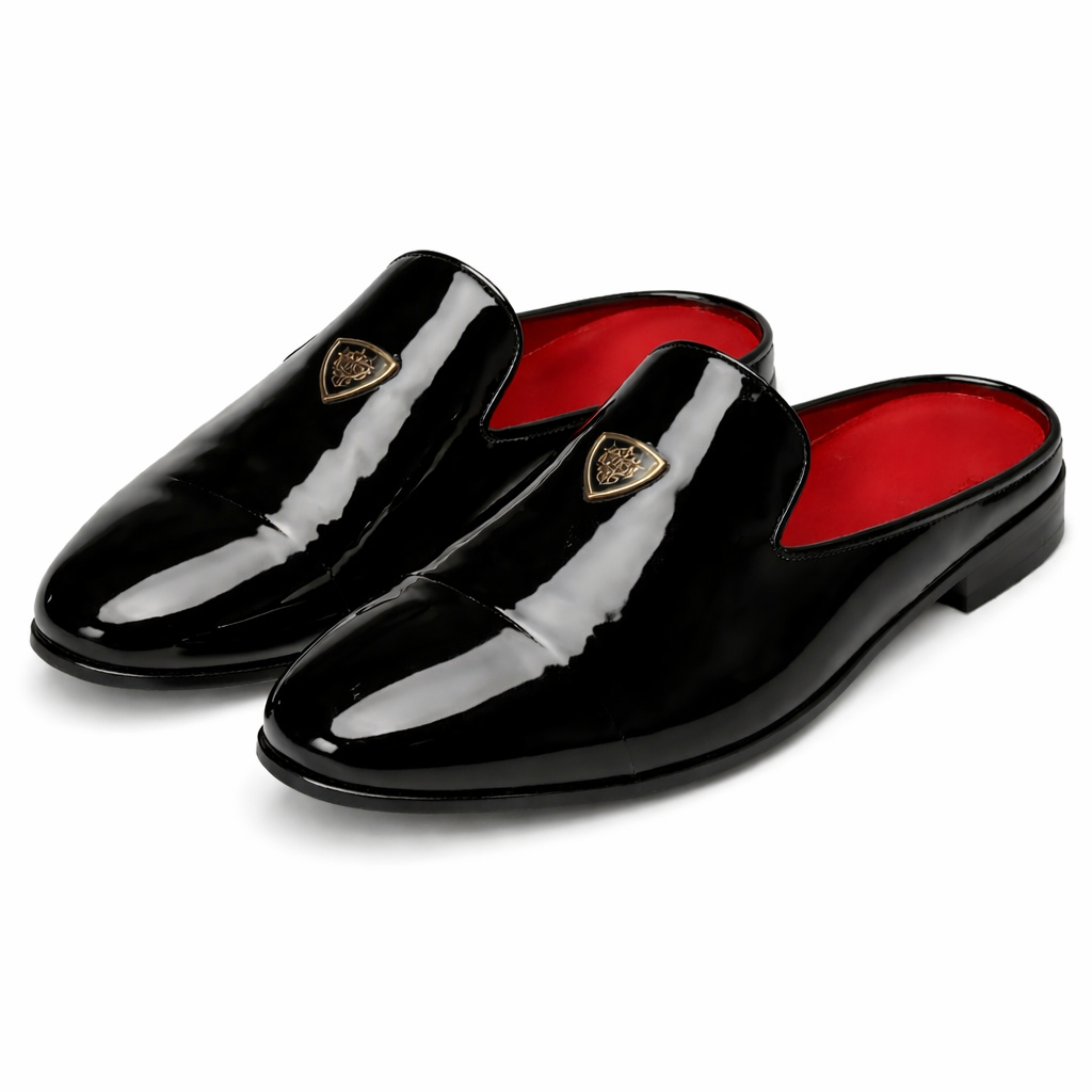 Black Patent Leather Formal Loafers for Men